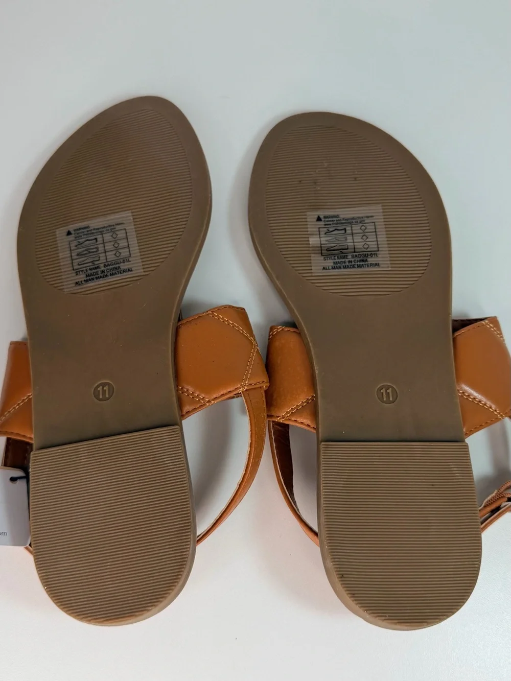 AEROSOLES Cognac/Tan Leather Thong Sandals with Gold Buckle